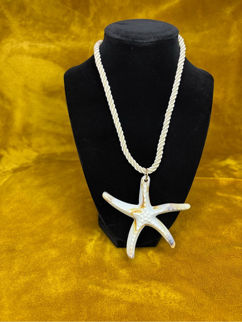 White Ceramic Starfish Pendant Necklace - Coastal Home Accent - Picture 2 of 2